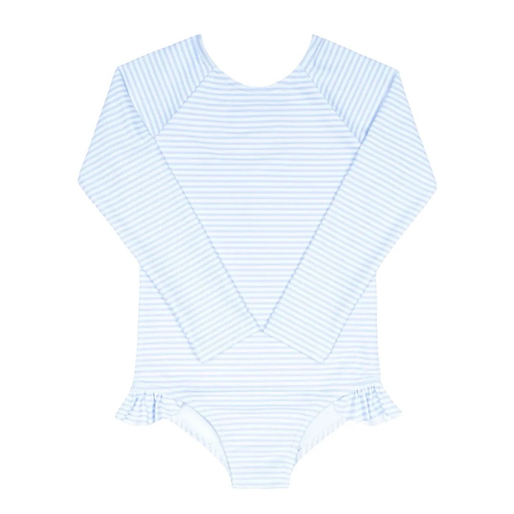 minnow swim light blue striped one piece swimsuit (0-6M)